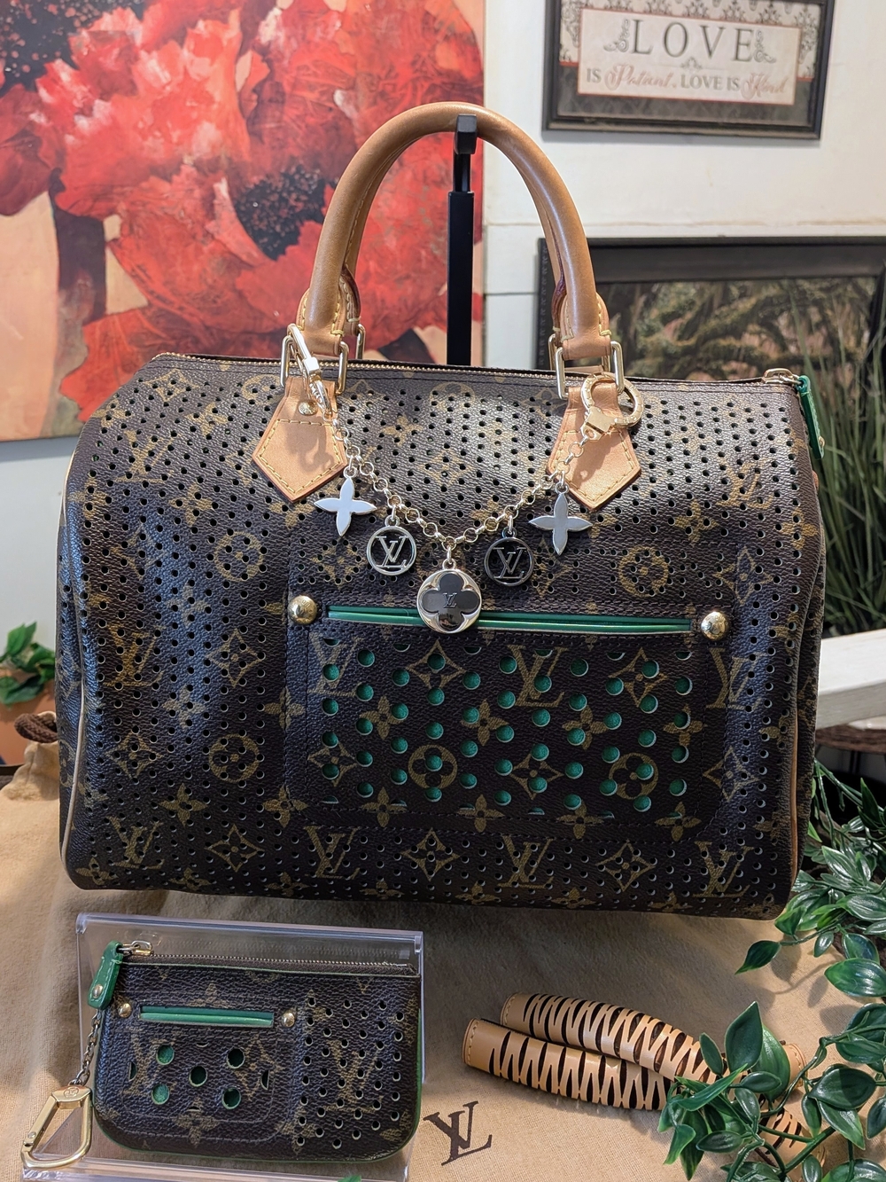 Louis Vuitton Perforated Monogram Speedy 30 + Pochette Clés LTD Edition 2006 SET